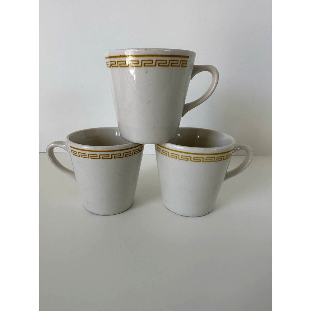 Vintage 1990s Homer Laughlin pattern "Athena" restaurant set of 3 mugs